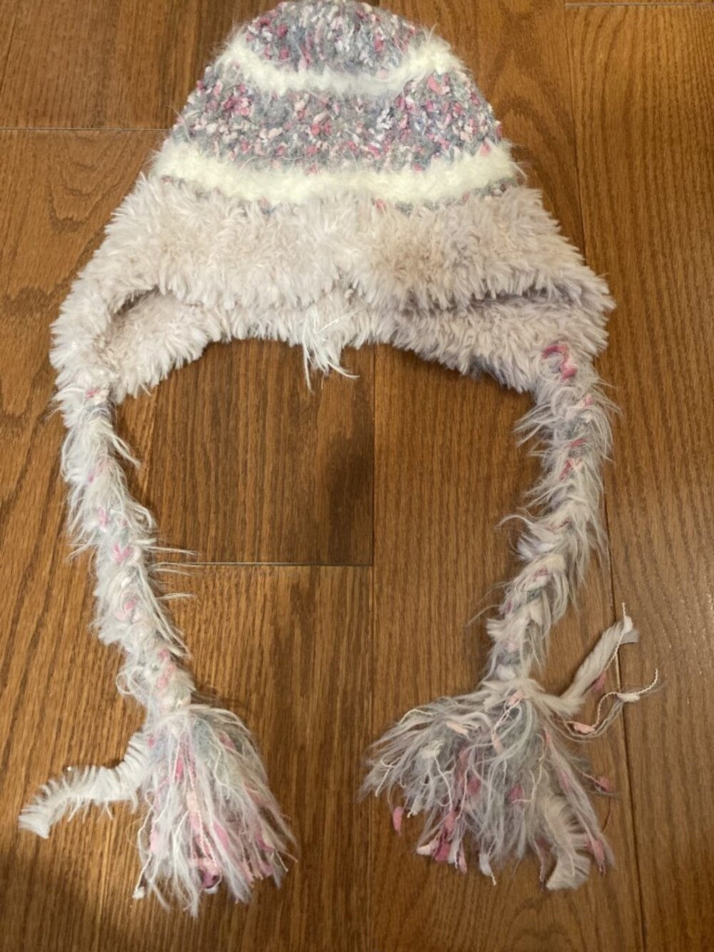 Winter Sherpa Beanie Hat with earflaps – Women’s (Cream‑Pink)